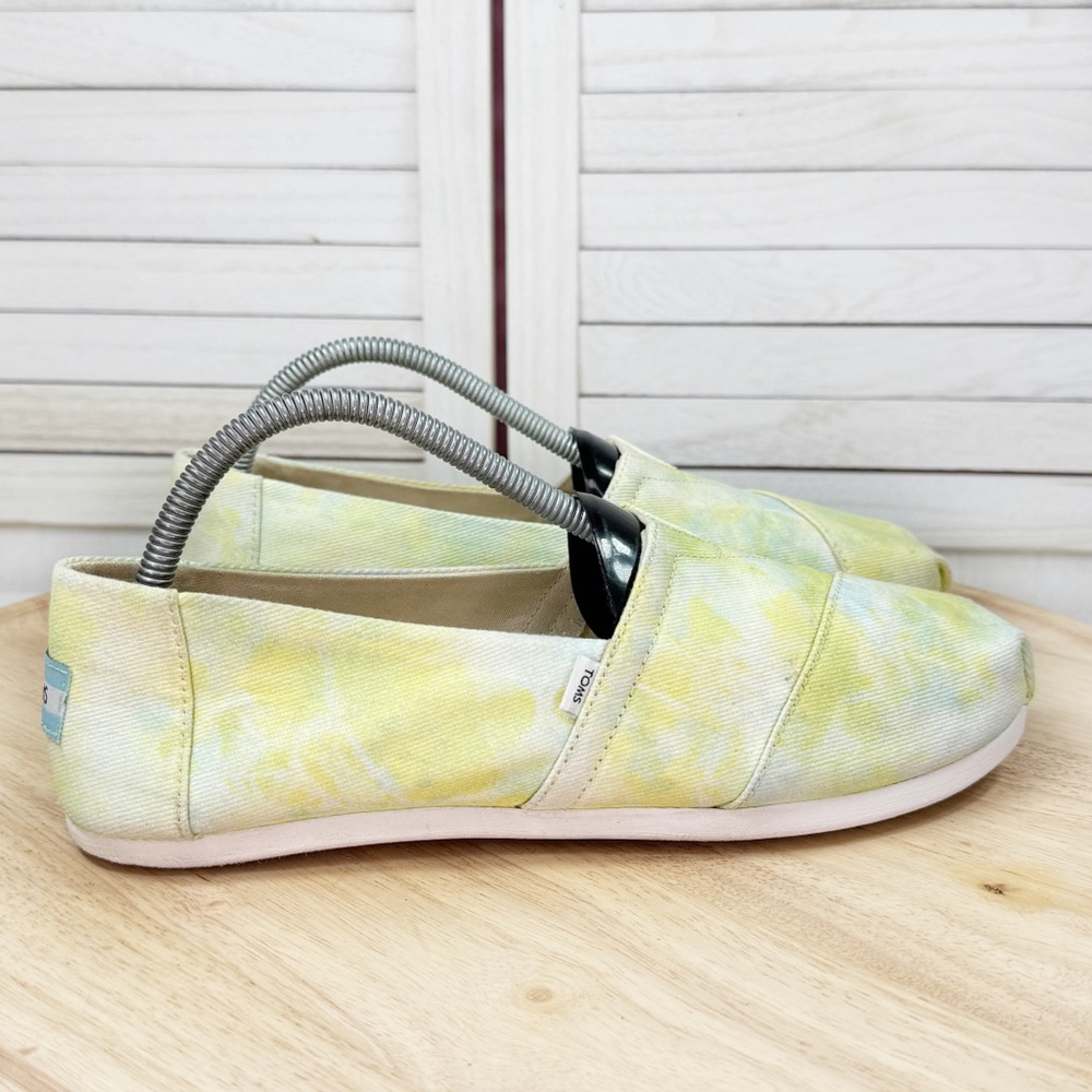 Toms Alpargate Tie Dye Canvas Slip On Shoes Yellow Blue Women Size 10
